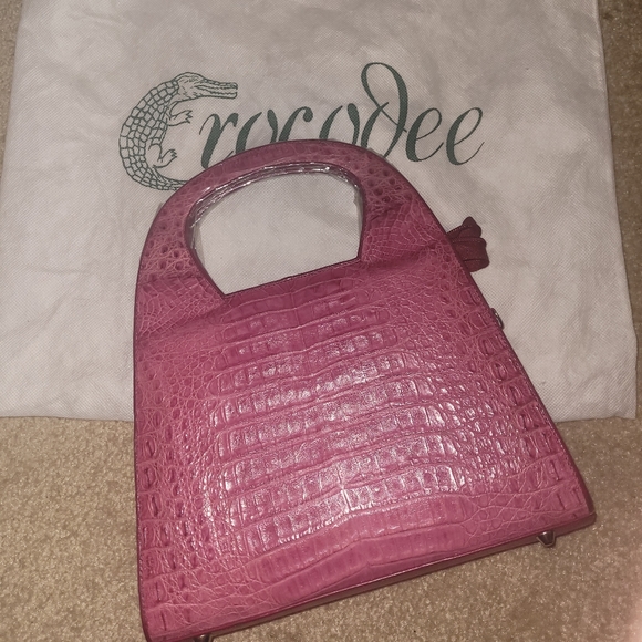 Crocodee Genuine Crocodile Belly Handbag in Rose - Picture 1 of 6